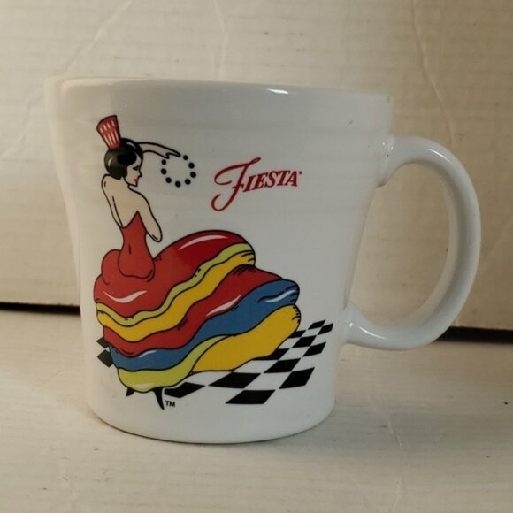 FIESTAWARE FIESTA CERAMIC WHITE TAPERED MUG CUP DANCING LADY 15 FL OZ - Picture 13 of 14